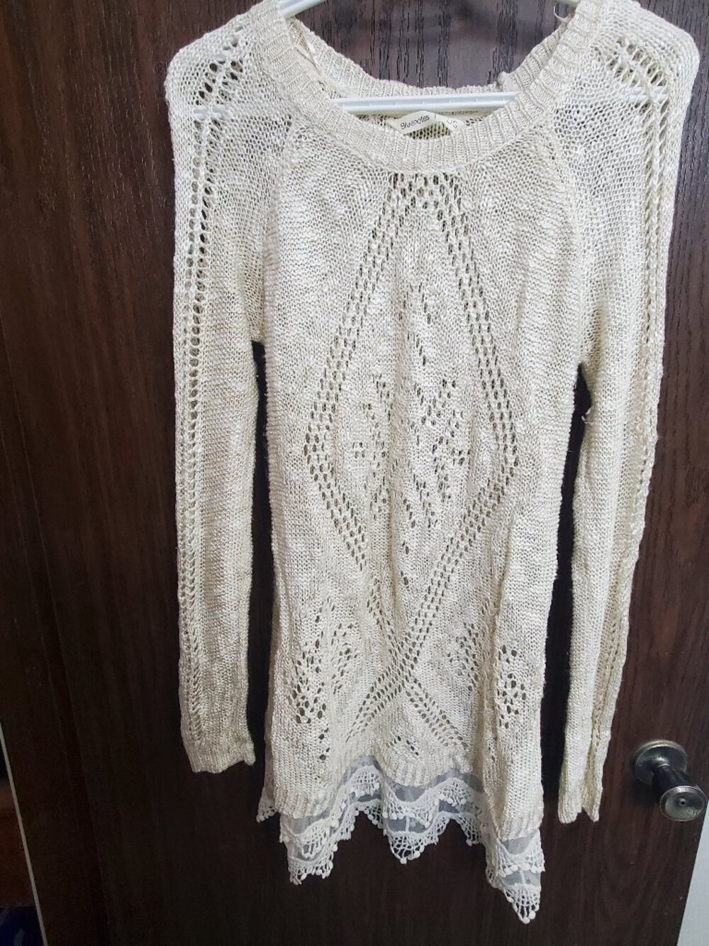 Bluenotes Women's Knit Sweater Lace Cream Size Large